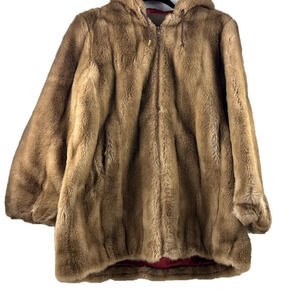 Vintage Simpsons Tissavel France Faux Fur Mob Boss Retro Cozy Hooded Coat